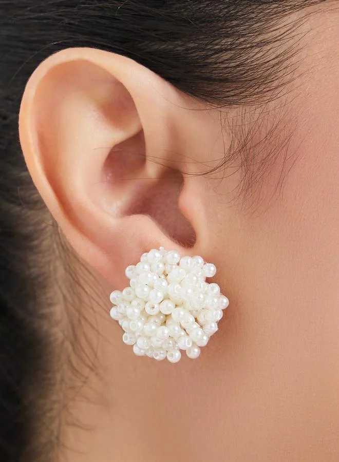Styli Cream Pearl Stud Earrings